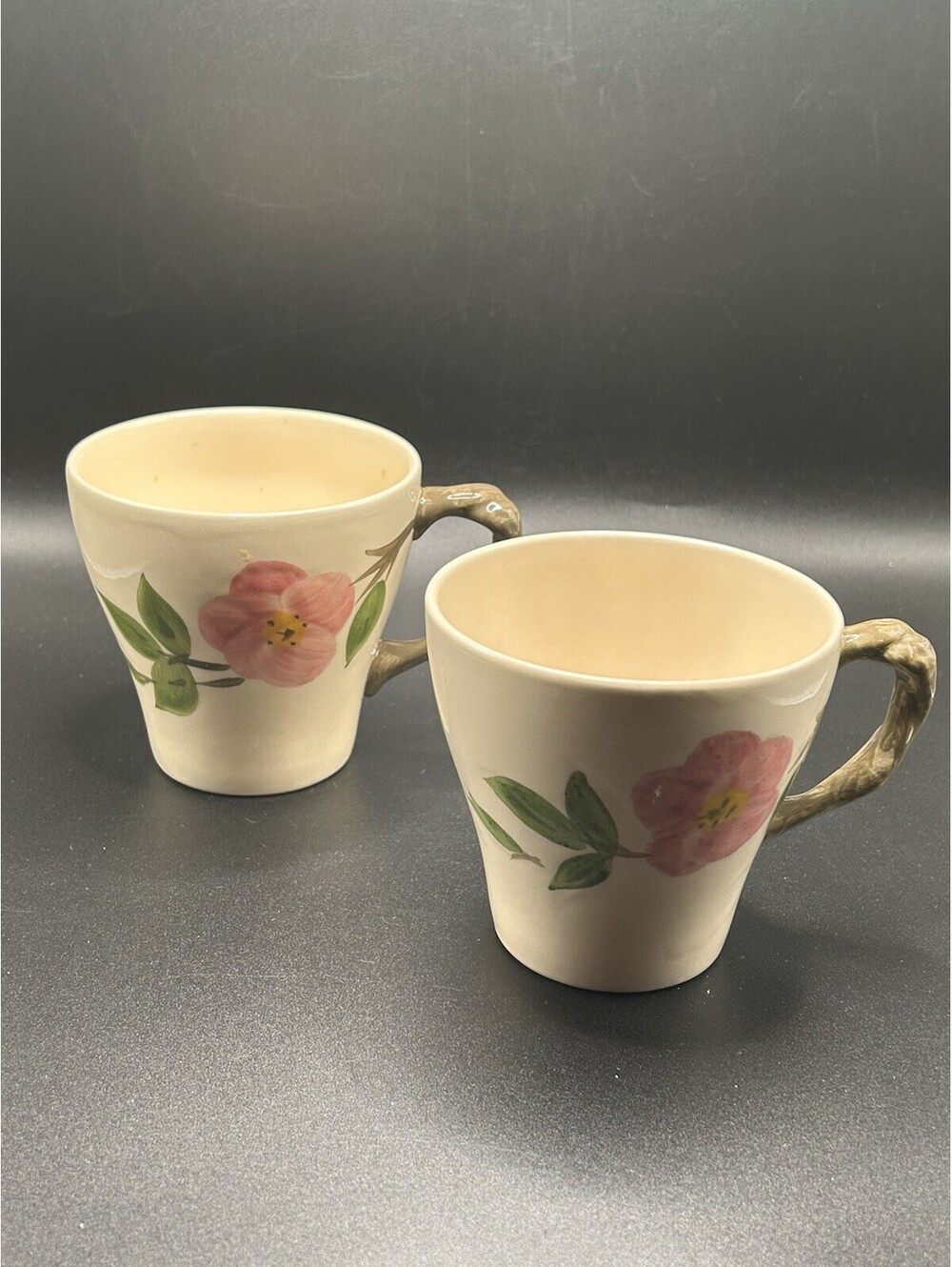 Vintage Pair Of Franciscan Desert Rose Coffee Mugs England 1970’s EUC